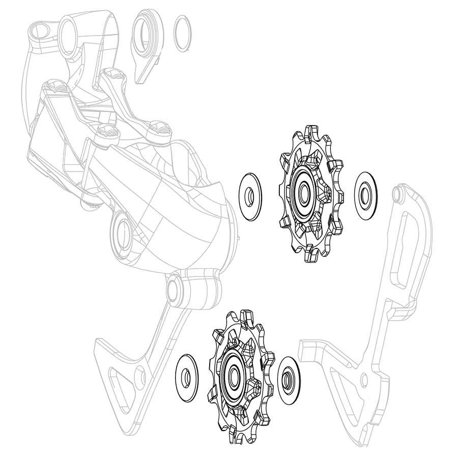 SRAM - X01/X01 DH/X1/CX1/GX1 X-Sync Pulley Set Rear Derailleurs Pulleys _ Unite - B1keparts.com