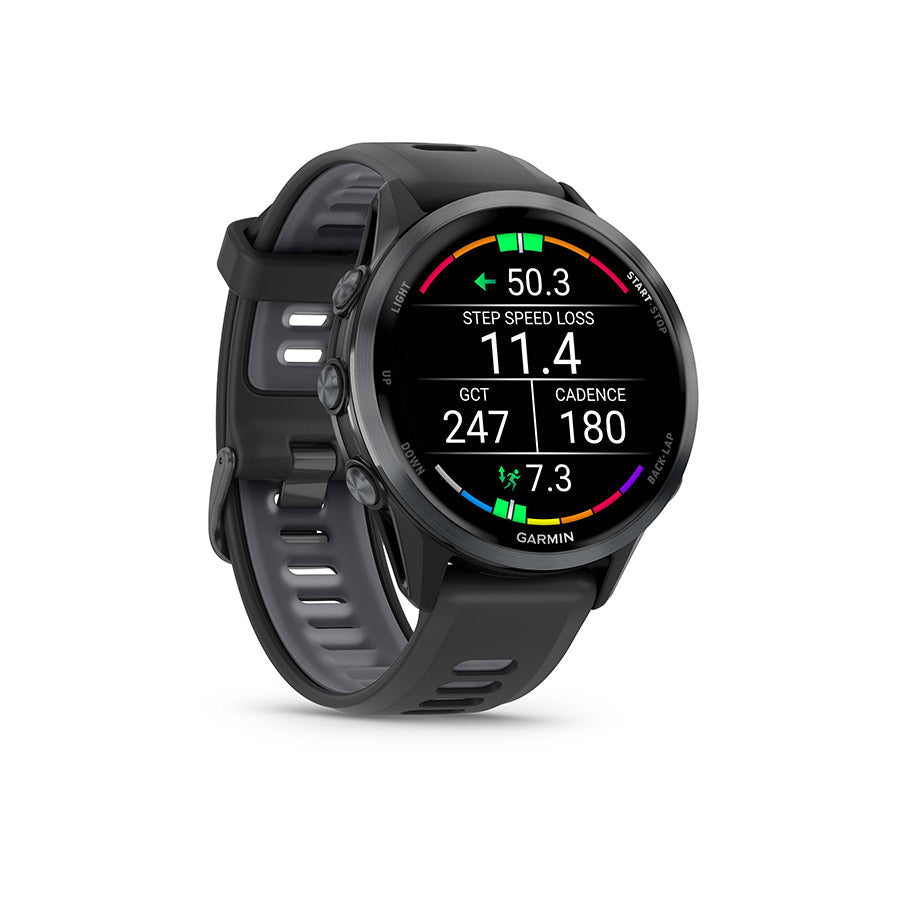 Garmin, Forerunner 970, Watch, Watch Color: Black, Wristband: Black/Translucent Whitestone- Silicone