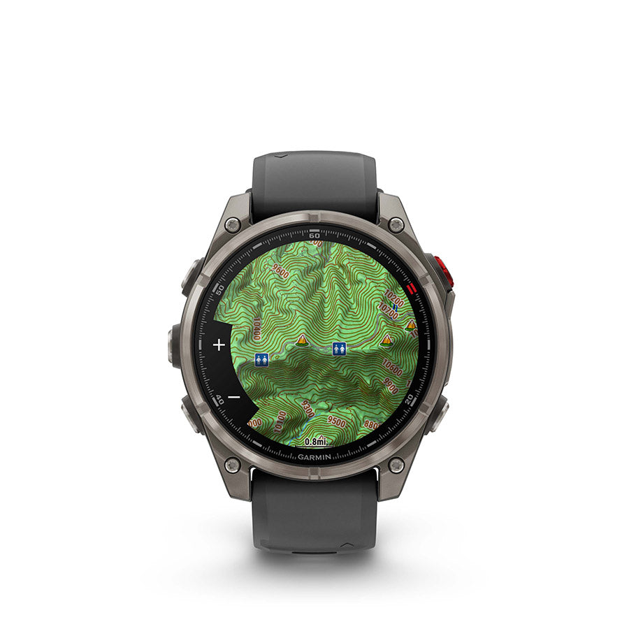 Garmin, fenix 8 Pro 47 mm- AMOLED Sap., Watch, Watch Color: Grey, Wristband: Black/ Pebble Gray - Silicone