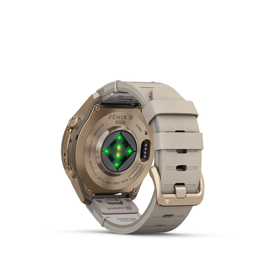 Garmin, fenix 9 Pro inReach 43mm, Watch, Watch Color: Titanium, Wristband: Shell Pink/ Autumn Orange - Silicone