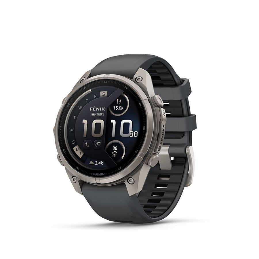 Garmin, fenix 9 Pro inReach 47mm, Watch, Watch Color: Titanium, Wristband: Autumn Orange / Spark Orange - Silicone