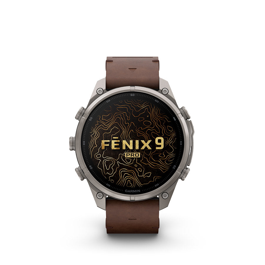 Garmin, fenix 9 Pro inReach 47mm, Watch, Watch Color: Titanium, Wristband: Autumn Orange / Spark Orange - Silicone