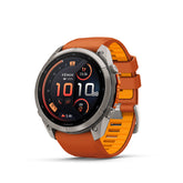 Garmin, fenix 9 Pro inReach 51mm, Watch, Watch Color: Titanium, Wristband: Autumn Orange / Spark Orange - Silicone