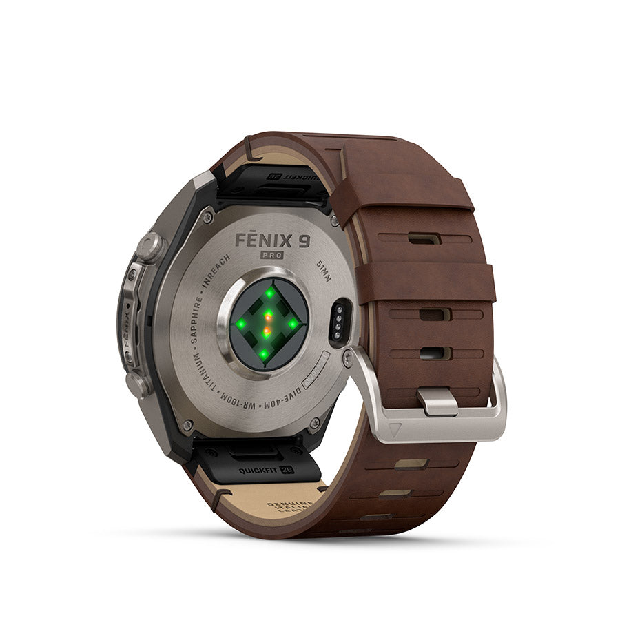 Garmin, fenix 9 Pro inReach 51mm, Watch, Watch Color: Titanium, Wristband: Autumn Orange / Spark Orange - Silicone