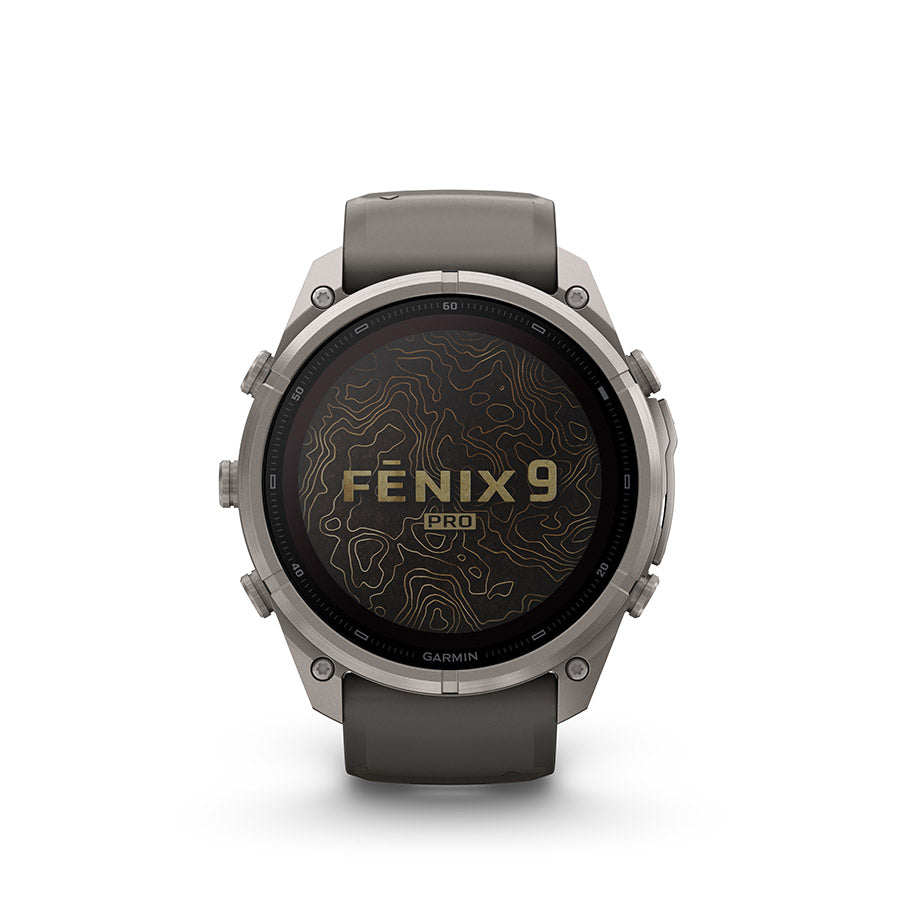 Garmin, fenix 9 Pro inReach Solar 51mm, Watch, Watch Color: Titanium, Wristband: Pebble Grey/ Silver Grey - Silicone