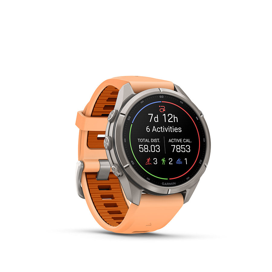 Garmin, fenix 9 Pro 43mm, Watch, Watch Color: Titanium, Wristband: Shell Pink/ Autumn Orange - Silicone