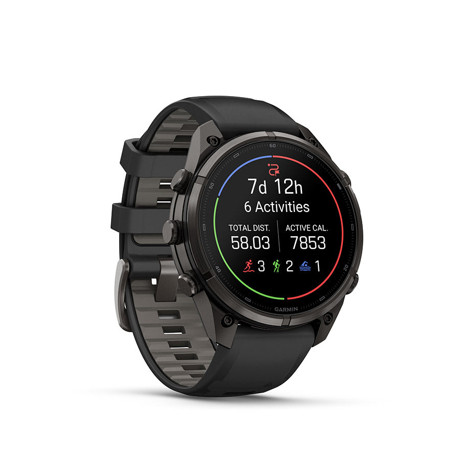 Garmin, fenix 9 Pro 47mm, Watch, Watch Color: Titanium, Wristband: Orange/ Spark Orange - Silicone