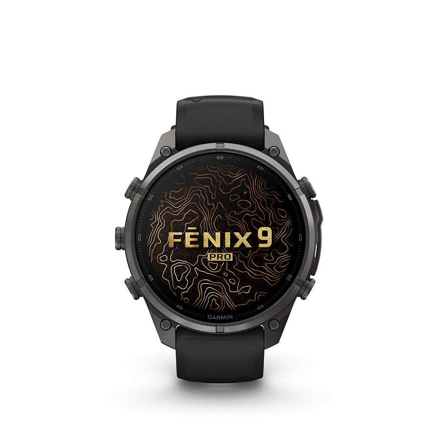 Garmin, fenix 9 Pro 47mm, Watch, Watch Color: Titanium, Wristband: Orange/ Spark Orange - Silicone