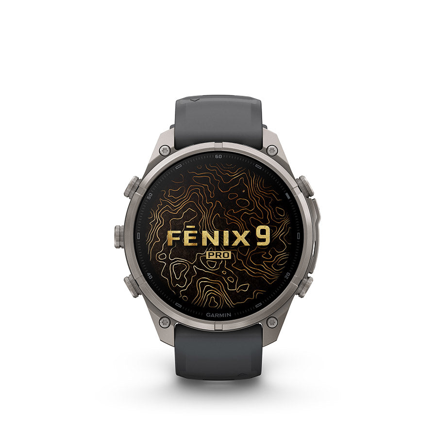 Garmin, fenix 9 Pro 47mm, Watch, Watch Color: Titanium, Wristband: Orange/ Spark Orange - Silicone