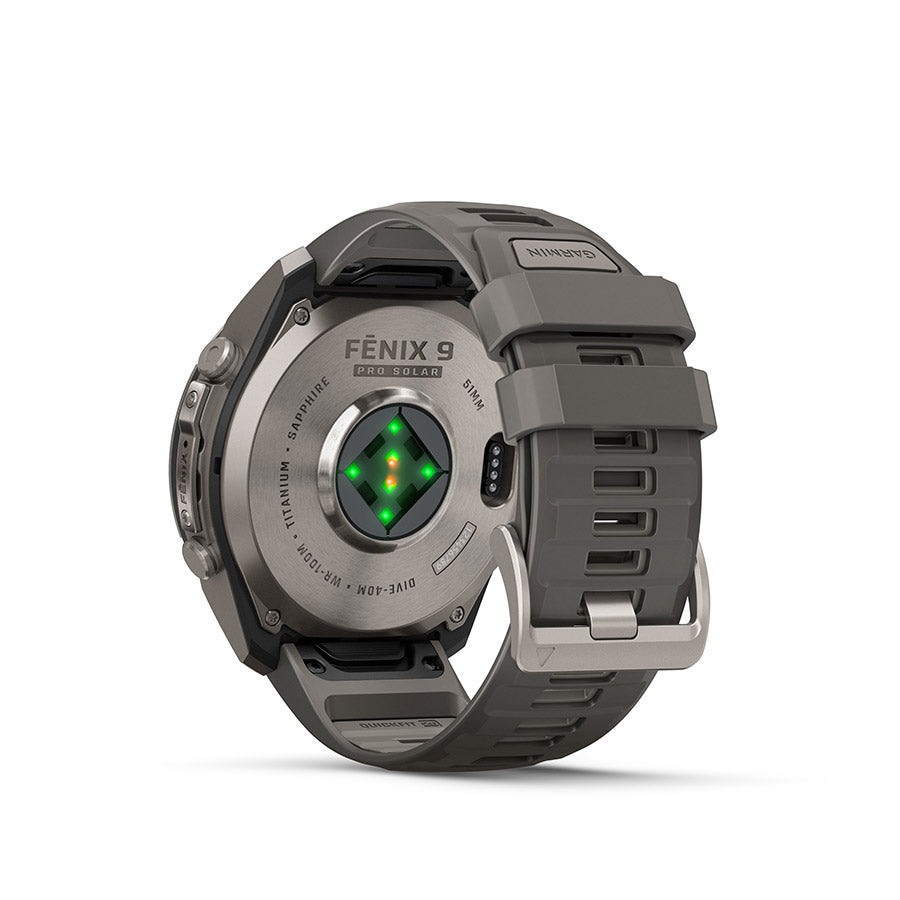 Garmin, fenix 9 Pro Solar 51mm, Watch, Watch Color: Titanium, Wristband: Pebble Grey/ Silver Grey - Silicone