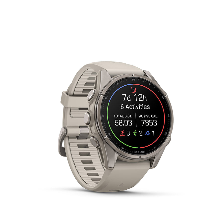 Garmin, fenix 9 43mm, Watch, Watch Color: Titanium, Wristband: Fog Grey - Silicone