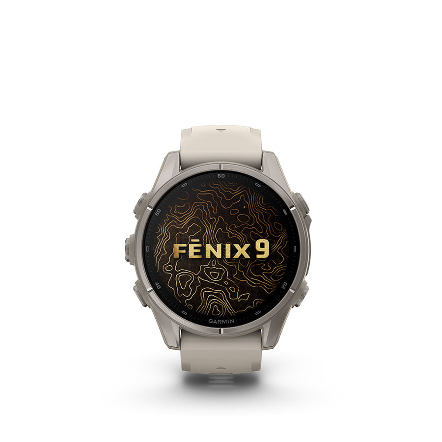 Garmin, fenix 9 43mm, Watch, Watch Color: Titanium, Wristband: Fog Grey - Silicone