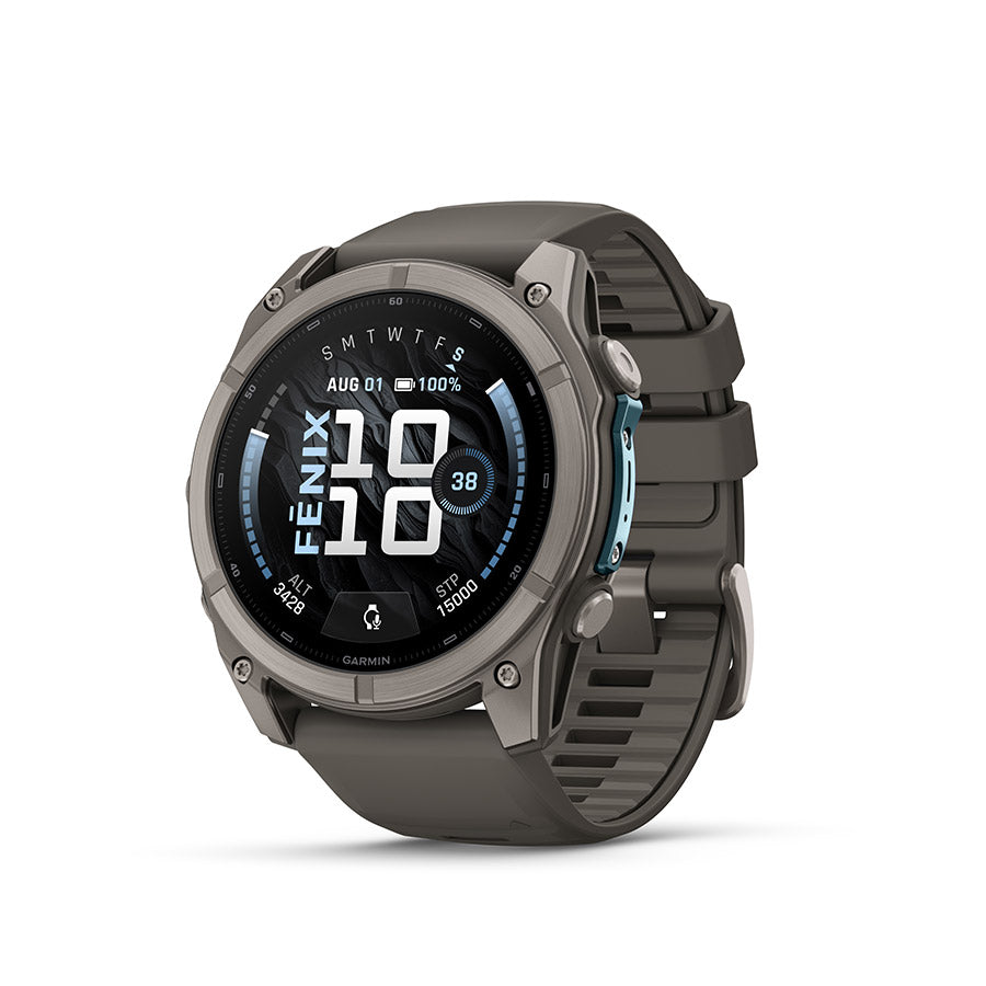 Garmin, fenix 9 51mm, Watch, Watch Color: Titanium, Wristband: Pebble Grey - Silicone