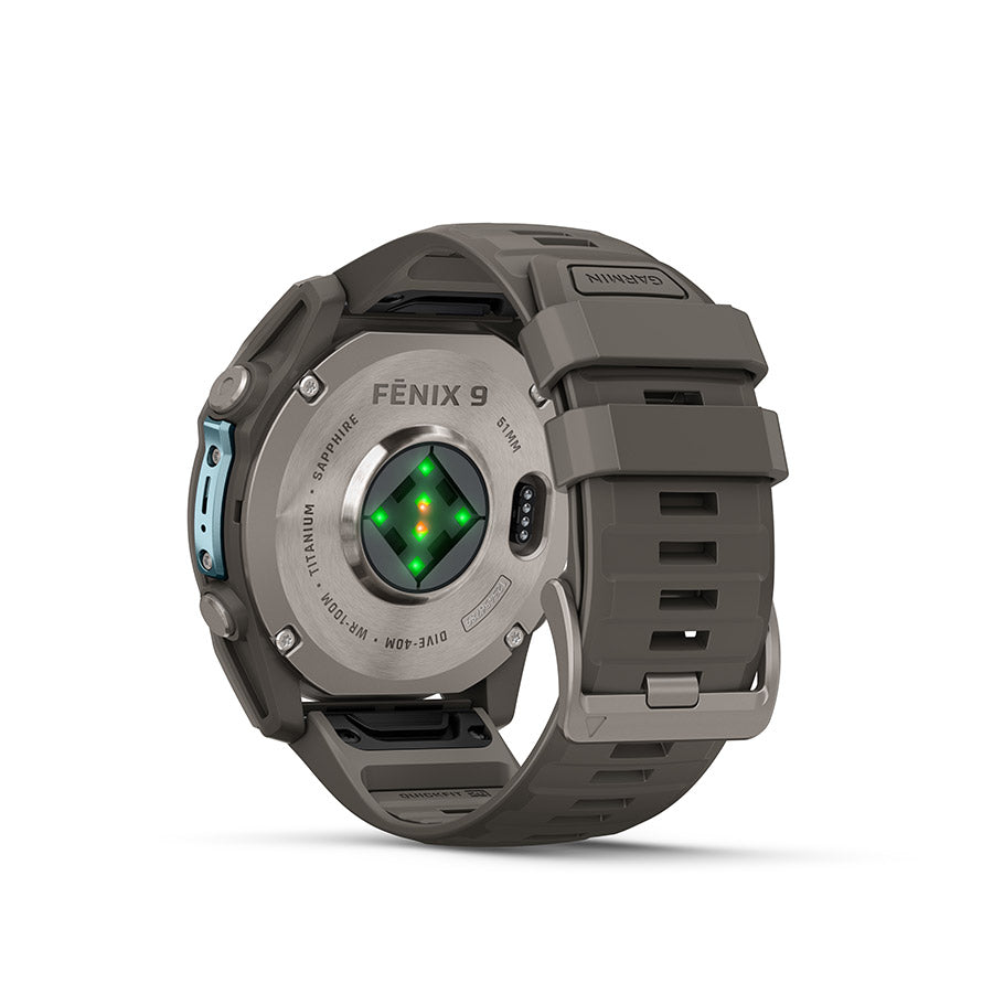 Garmin, fenix 9 51mm, Watch, Watch Color: Titanium, Wristband: Pebble Grey - Silicone