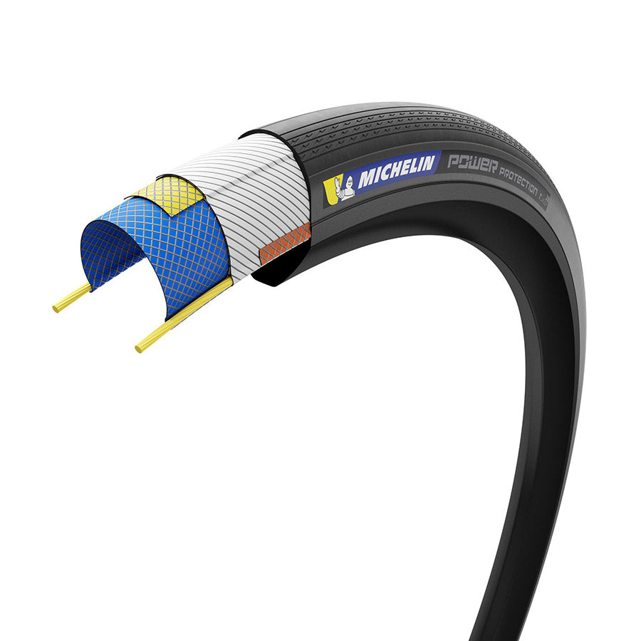 Michelin, POWER PROTECTION, Road Tire, 700x28C, Folding, Tubeless Ready, MAGI-X, 3x120, Tanwall