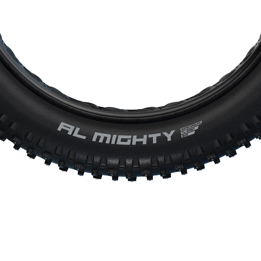 Schwalbe, AL Mighty, Mountain Tire, 26x4.80, Folding, Clincher, Addix Speedgrip, SnakeSkin, 67TPI, Black