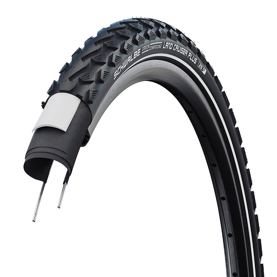 Schwalbe, Land Cruiser Plus, Mountain Tire, 27.5x2.00, Wire, Clincher, GreenCompound, TwinSkin, Reflex, 50TPI, Black