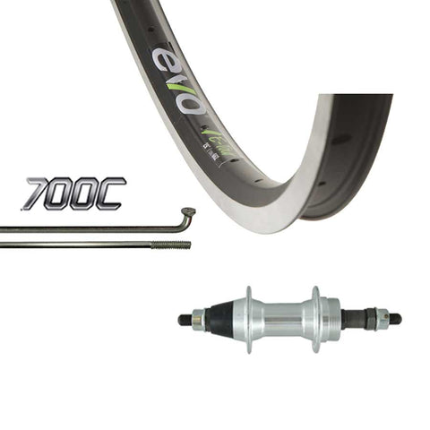 Wheel Shop, Evo Tour 19 Black/ Formula FM-31, Wheel, Rear, 700C / 622, Holes: 36, Bolt-on, 135mm, Rim, Freewheel