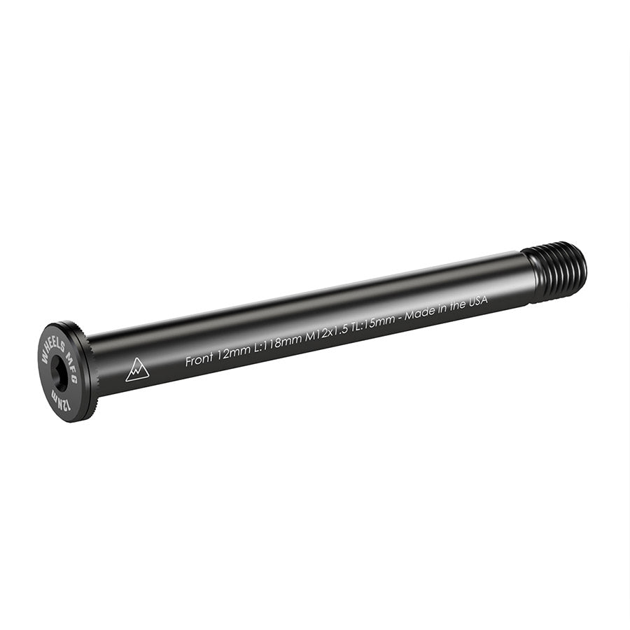 Wheels Manufacturing, Front 12mm Thru Axle, Thru Axle, Front, 12x100mm TA, Length: 118mm, Thread Length: 12mm, Thread Pitch: M12x1.50