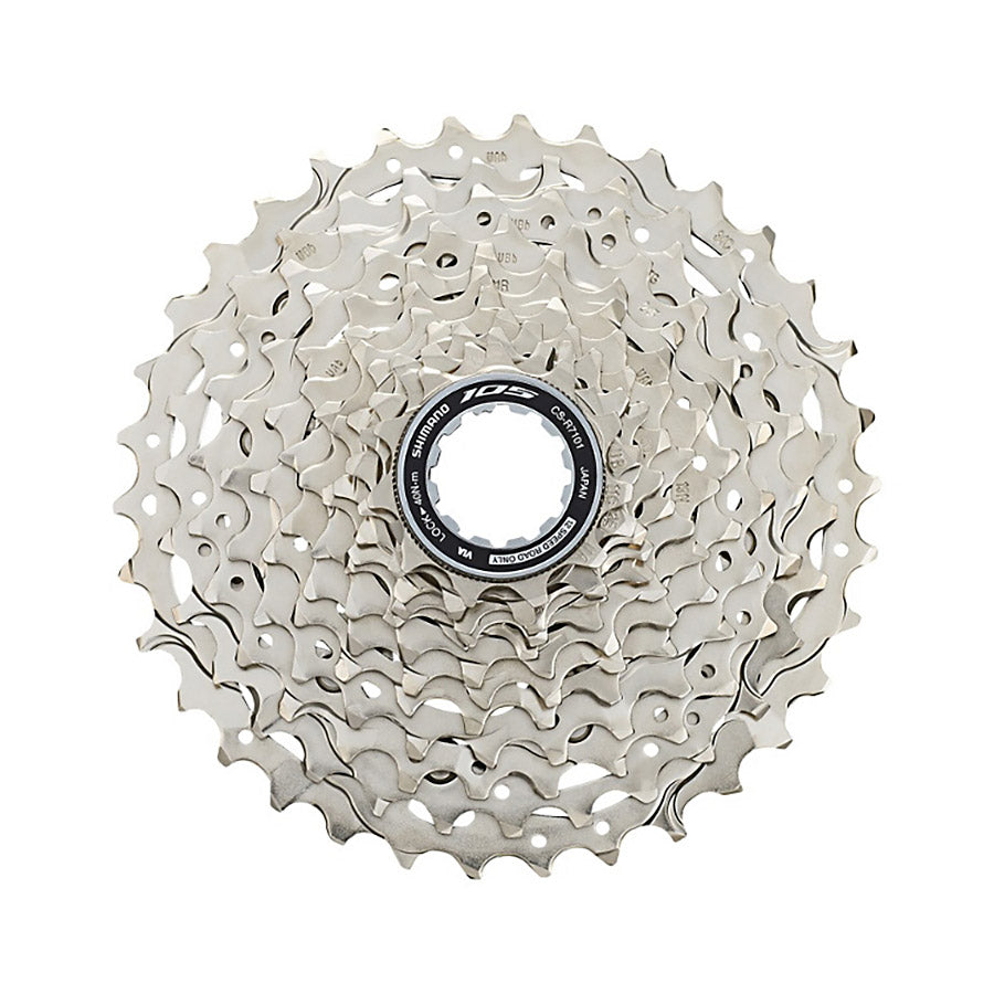 Shimano, 105 CS-R7101, Cassette, Nickel plated, Speed: 12, 11-34T, HG+ 12sp Road ONLY, ICSR710112134