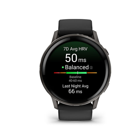 Garmin, Venu 4 45mm, Watch, Watch Color: Slate, Wristband: Black - Silicone