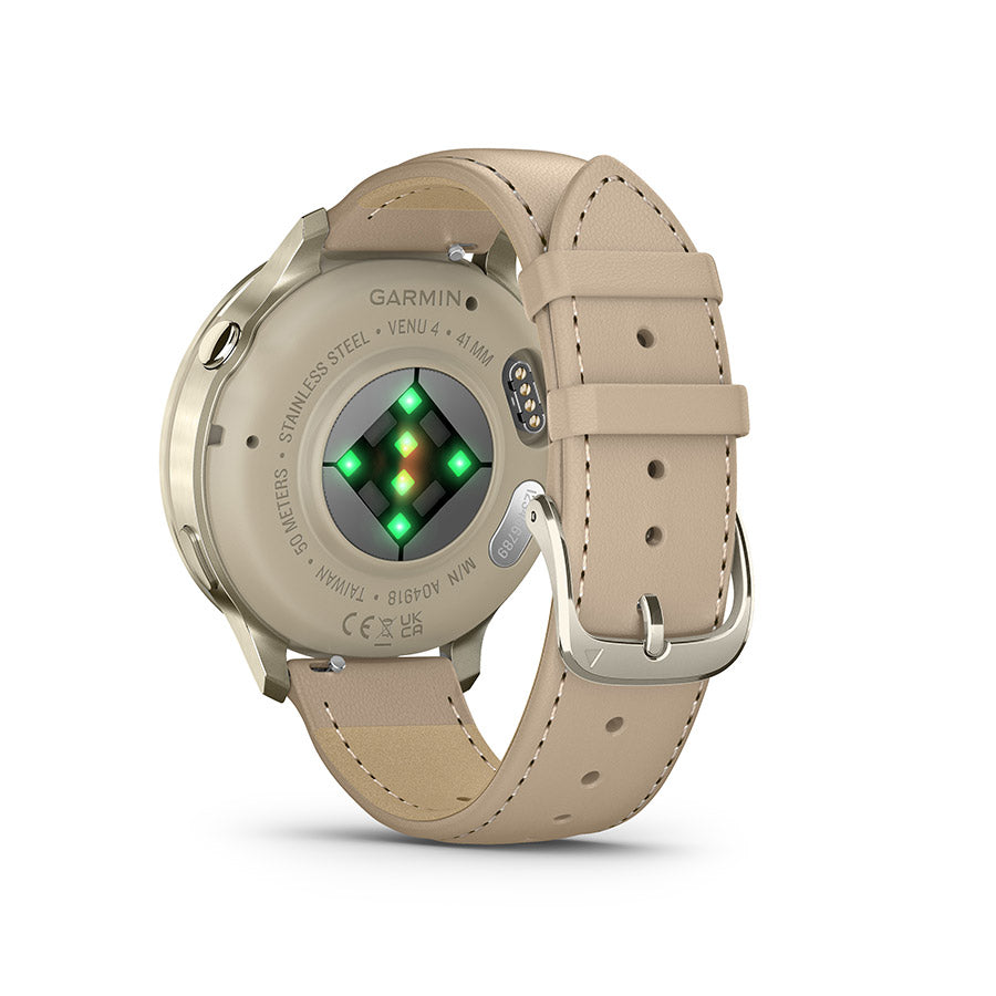 Garmin, Venu 4 41mm, Watch, Watch Color: Lunar Gold, Wristband: Bone - Silicone