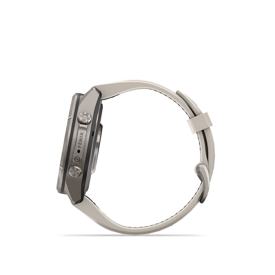 Garmin, fenix 9 Pro inReach 43mm, Watch, Watch Color: Titanium, Wristband: Shell Pink/ Autumn Orange - Silicone