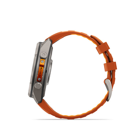 Garmin, fenix 9 Pro inReach 47mm, Watch, Watch Color: Titanium, Wristband: Autumn Orange / Spark Orange - Silicone