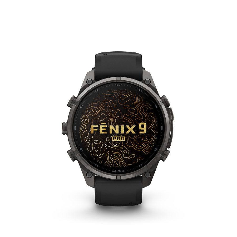 Garmin, fenix 9 Pro inReach 47mm, Watch, Watch Color: Titanium, Wristband: Autumn Orange / Spark Orange - Silicone