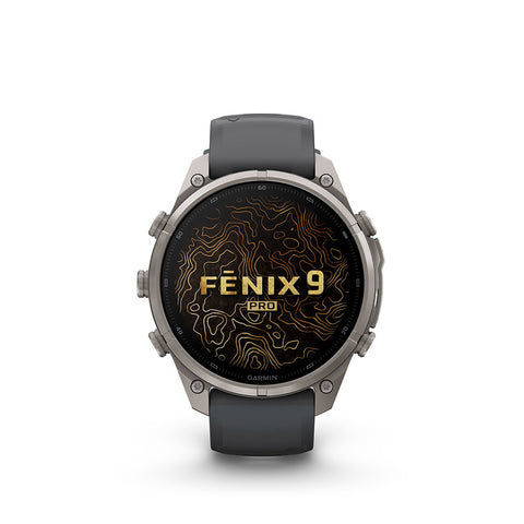 Garmin, fenix 9 Pro inReach 47mm, Watch, Watch Color: Titanium, Wristband: Autumn Orange / Spark Orange - Silicone