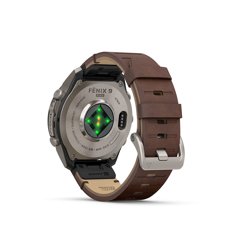 Garmin, fenix 9 Pro inReach 47mm, Watch, Watch Color: Titanium, Wristband: Autumn Orange / Spark Orange - Silicone