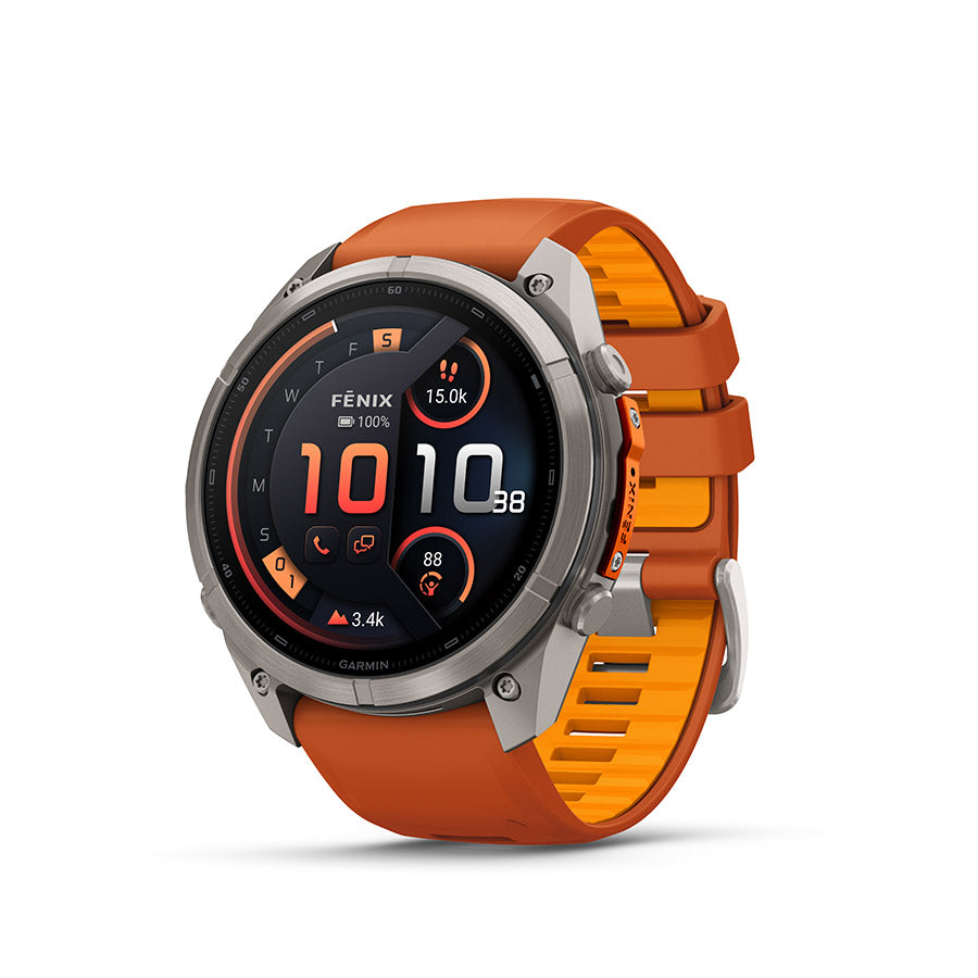 Garmin, fenix 9 Pro inReach 51mm, Watch, Watch Color: Titanium, Wristband: Autumn Orange / Spark Orange - Silicone