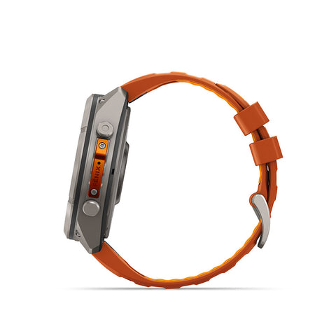 Garmin, fenix 9 Pro inReach 51mm, Watch, Watch Color: Titanium, Wristband: Autumn Orange / Spark Orange - Silicone