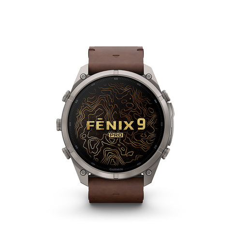 Garmin, fenix 9 Pro inReach 51mm, Watch, Watch Color: Titanium, Wristband: Autumn Orange / Spark Orange - Silicone