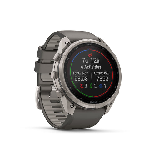 Garmin, fenix 9 Pro inReach Solar 51mm, Watch, Watch Color: Titanium, Wristband: Pebble Grey/ Silver Grey - Silicone