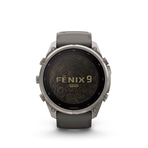 Garmin, fenix 9 Pro inReach Solar 51mm, Watch, Watch Color: Titanium, Wristband: Pebble Grey/ Silver Grey - Silicone