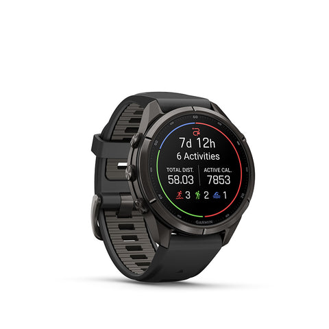 Garmin, fenix 9 Pro 43mm, Watch, Watch Color: Titanium, Wristband: Shell Pink/ Autumn Orange - Silicone