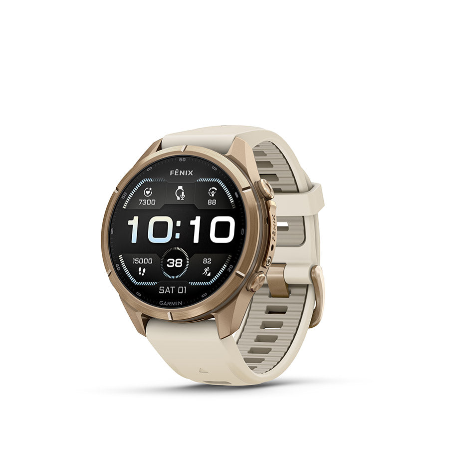 Garmin, fenix 9 Pro 43mm, Watch, Watch Color: Titanium, Wristband: Shell Pink/ Autumn Orange - Silicone