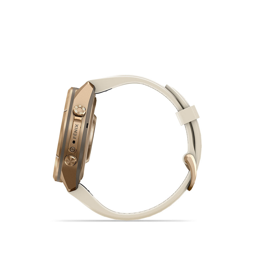 Garmin, fenix 9 Pro 43mm, Watch, Watch Color: Titanium, Wristband: Shell Pink/ Autumn Orange - Silicone