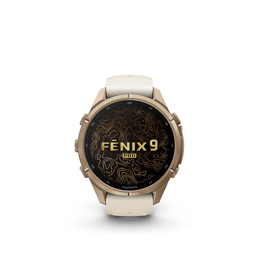 Garmin, fenix 9 Pro 43mm, Watch, Watch Color: Titanium, Wristband: Shell Pink/ Autumn Orange - Silicone