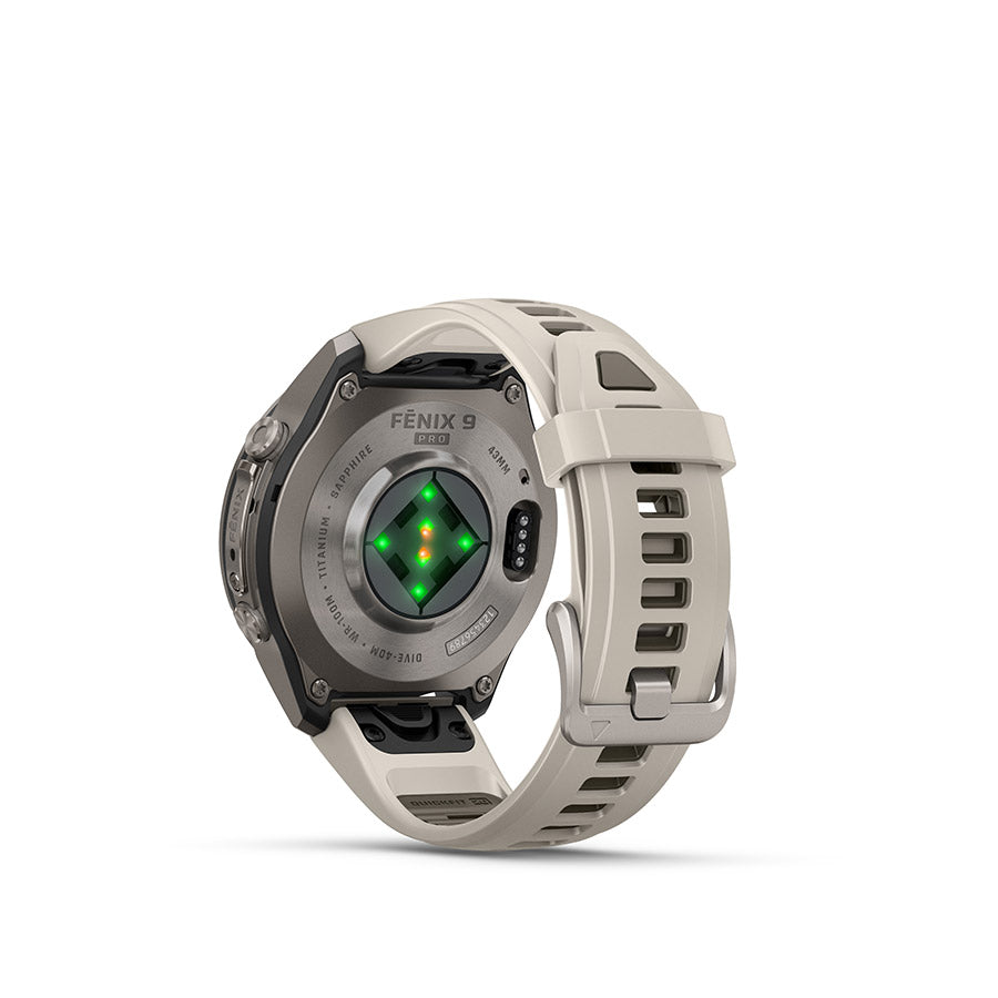 Garmin, fenix 9 Pro 43mm, Watch, Watch Color: Titanium, Wristband: Shell Pink/ Autumn Orange - Silicone