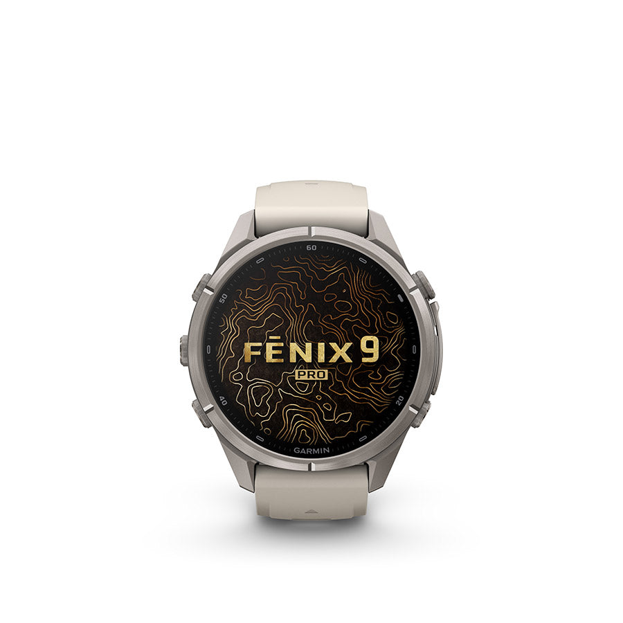 Garmin, fenix 9 Pro 43mm, Watch, Watch Color: Titanium, Wristband: Shell Pink/ Autumn Orange - Silicone
