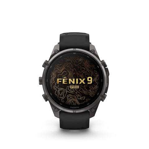 Garmin, fenix 9 Pro 47mm, Watch, Watch Color: Titanium, Wristband: Orange/ Spark Orange - Silicone