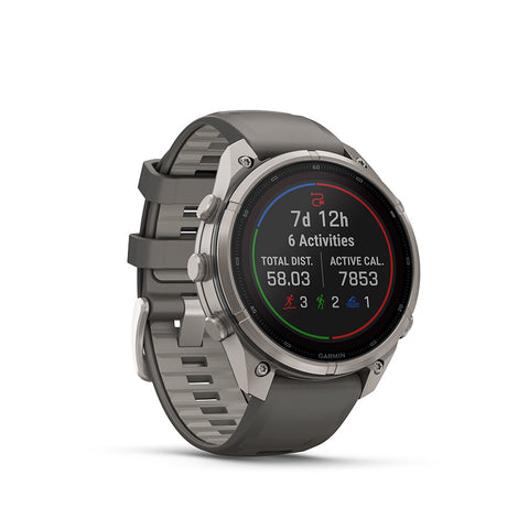 Garmin, fenix 9 Pro Solar 47mm, Watch, Watch Color: Titanium, Wristband: Pebble Grey/ Silver Grey - Silicone