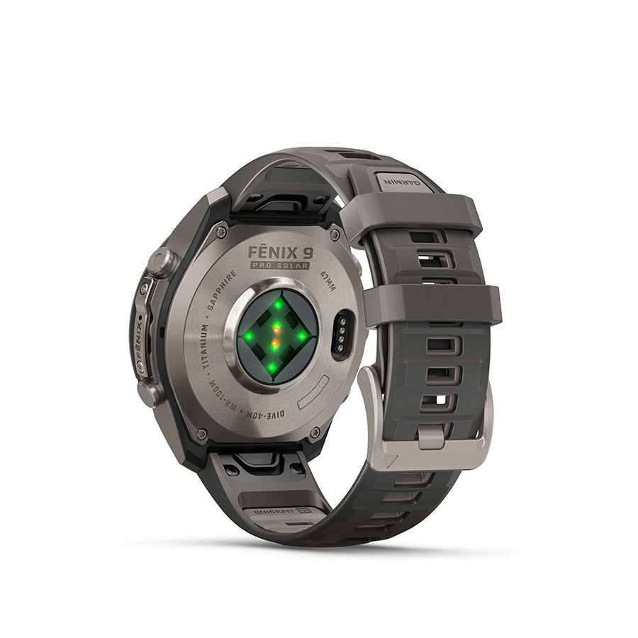 Garmin, fenix 9 Pro Solar 47mm, Watch, Watch Color: Titanium, Wristband: Pebble Grey/ Silver Grey - Silicone