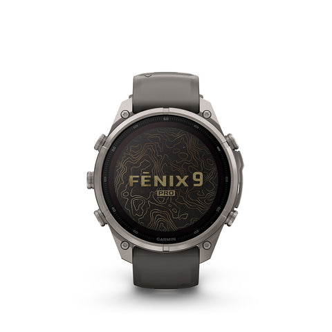Garmin, fenix 9 Pro Solar 47mm, Watch, Watch Color: Titanium, Wristband: Pebble Grey/ Silver Grey - Silicone