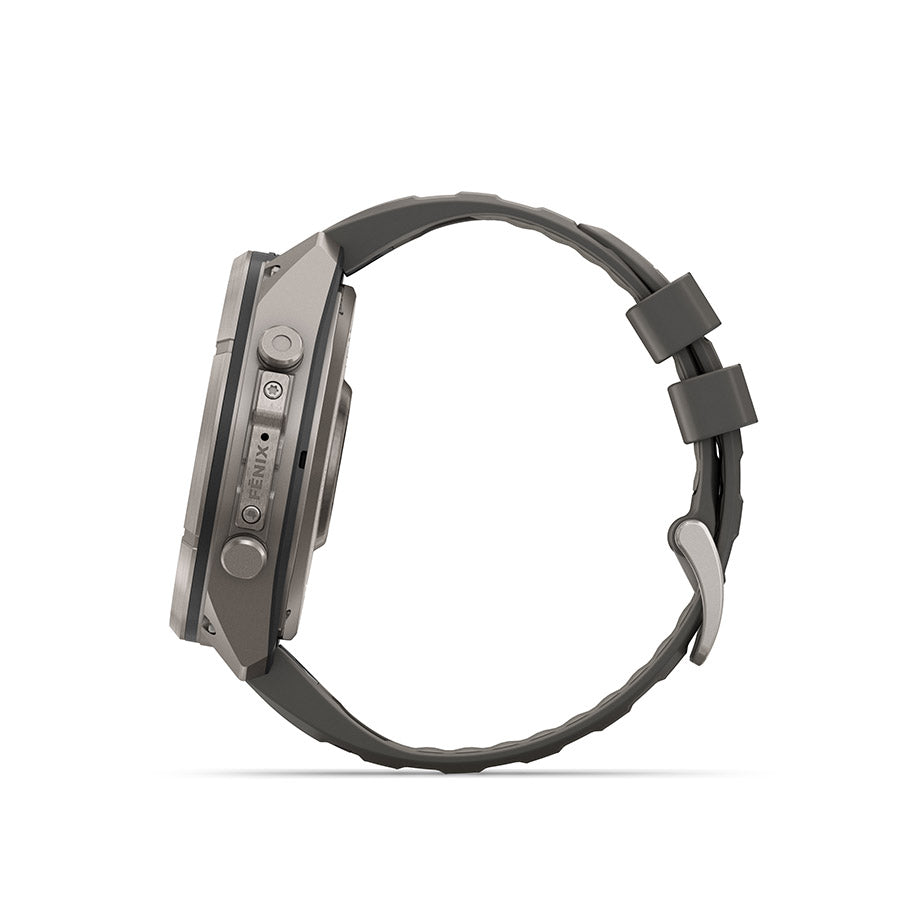 Garmin, fenix 9 Pro Solar 51mm, Watch, Watch Color: Titanium, Wristband: Pebble Grey/ Silver Grey - Silicone