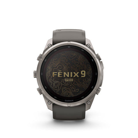 Garmin, fenix 9 Pro Solar 51mm, Watch, Watch Color: Titanium, Wristband: Pebble Grey/ Silver Grey - Silicone