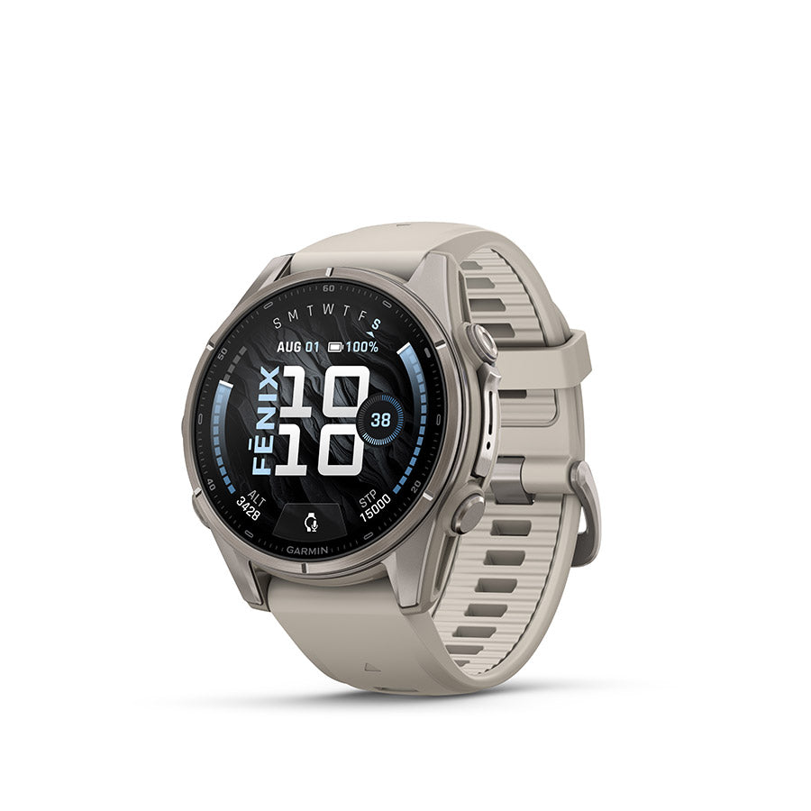 Garmin, fenix 9 43mm, Watch, Watch Color: Titanium, Wristband: Fog Grey - Silicone