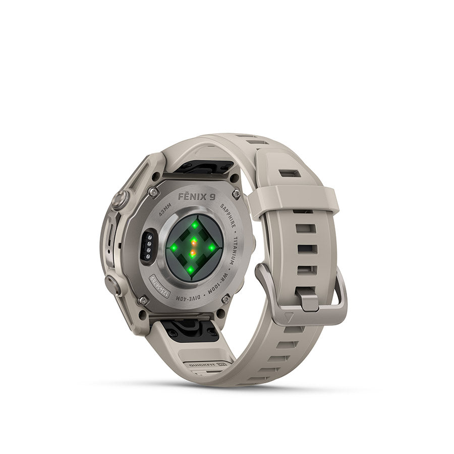 Garmin, fenix 9 43mm, Watch, Watch Color: Titanium, Wristband: Fog Grey - Silicone